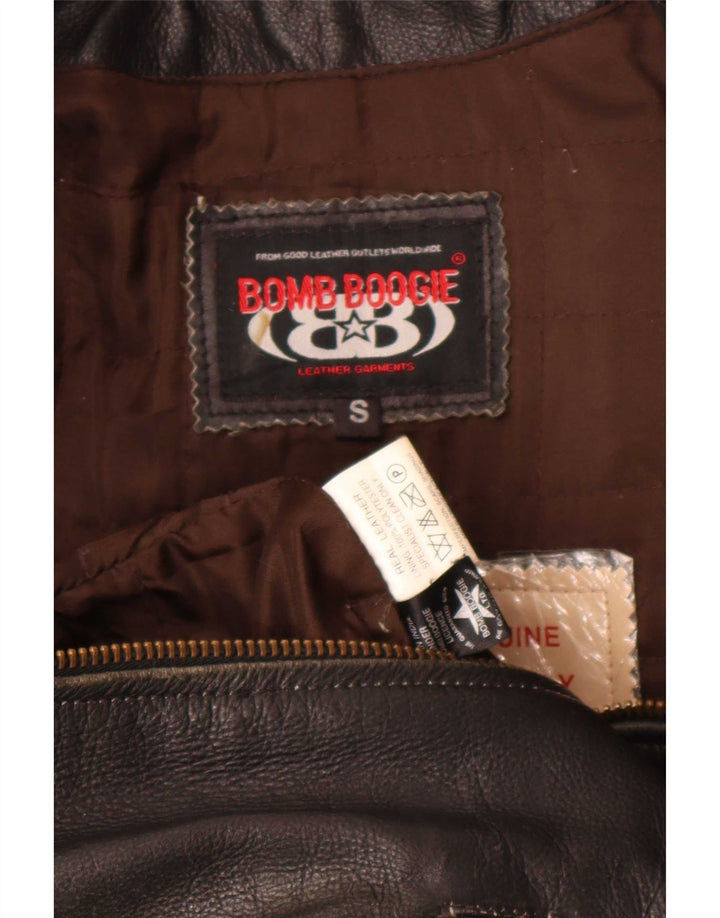 Bomb Boogie Mens Leather Jacket UK 36 Small Brown