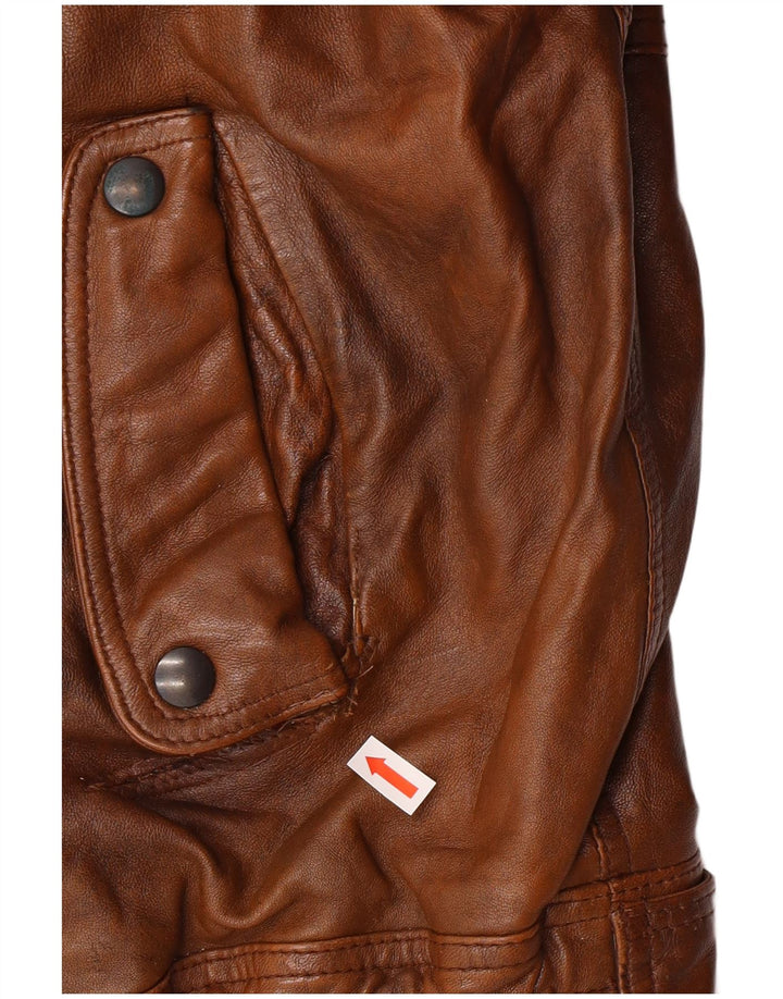 Vintage Mens Leather Jacket UK 40 Large Brown Leather