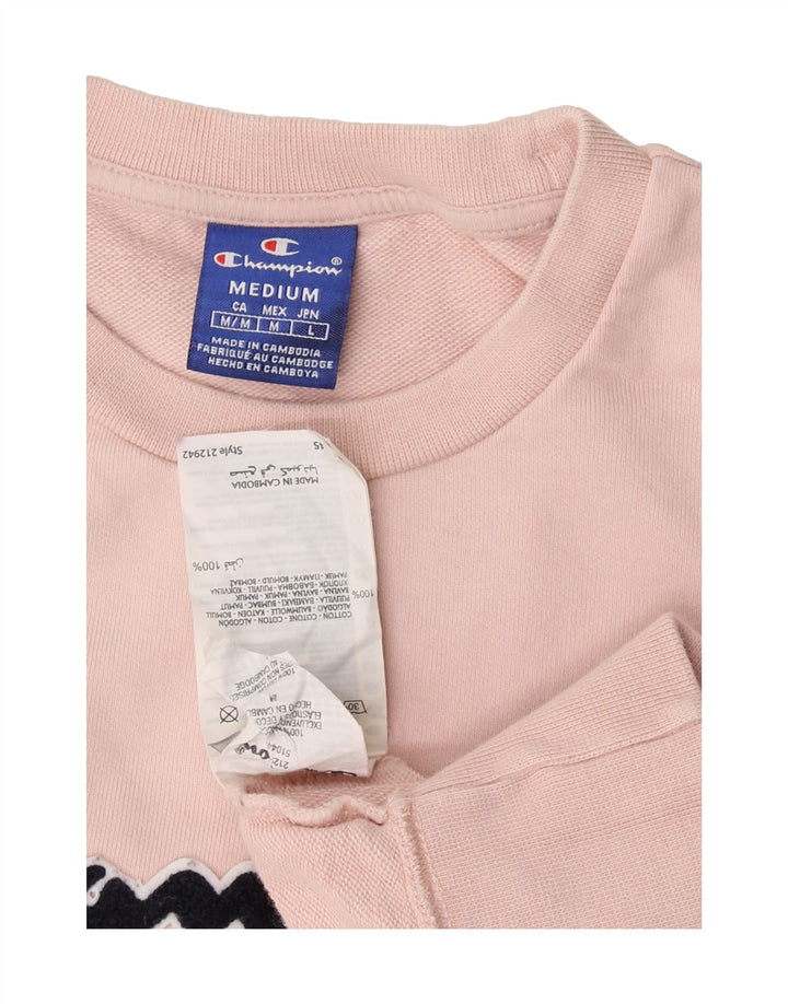 CHAMPION Womens Graphic Sweatshirt Jumper UK 14 Medium Pink Cotton Vintage Champion and Second-Hand Champion from Messina Hembry 