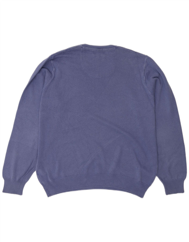 Marks & Spencer Mens Blue Harbour V-Neck Jumper Sweater Large Blue Cotton