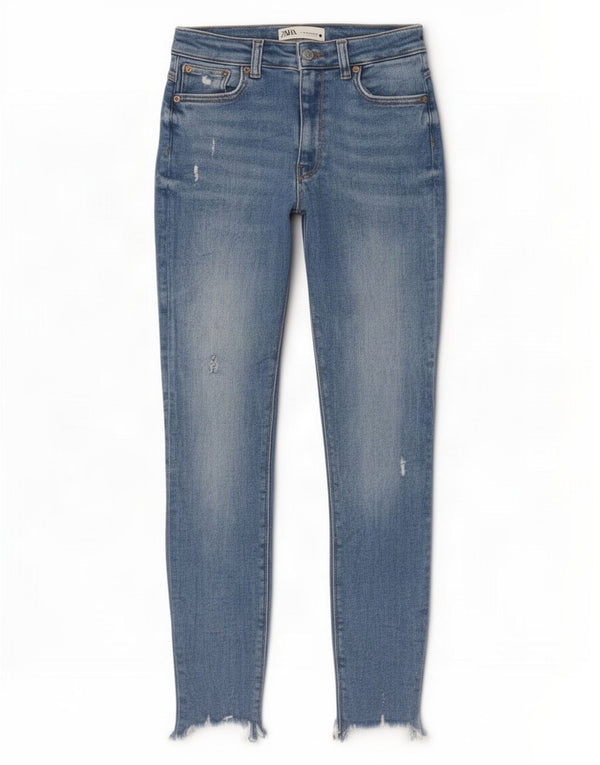 Zara Womens Distressed Skinny Jeans EU 38 Small W28 L26 Blue Cotton