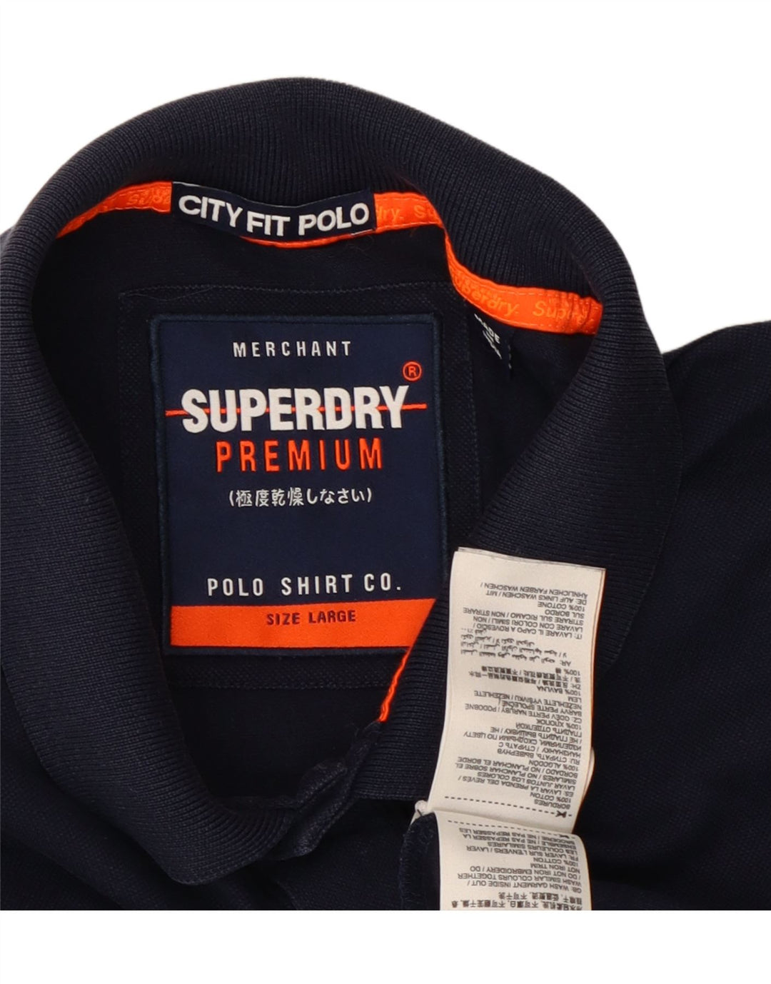 SUPERDRY Mens Polo Shirt Large Navy Blue Cotton