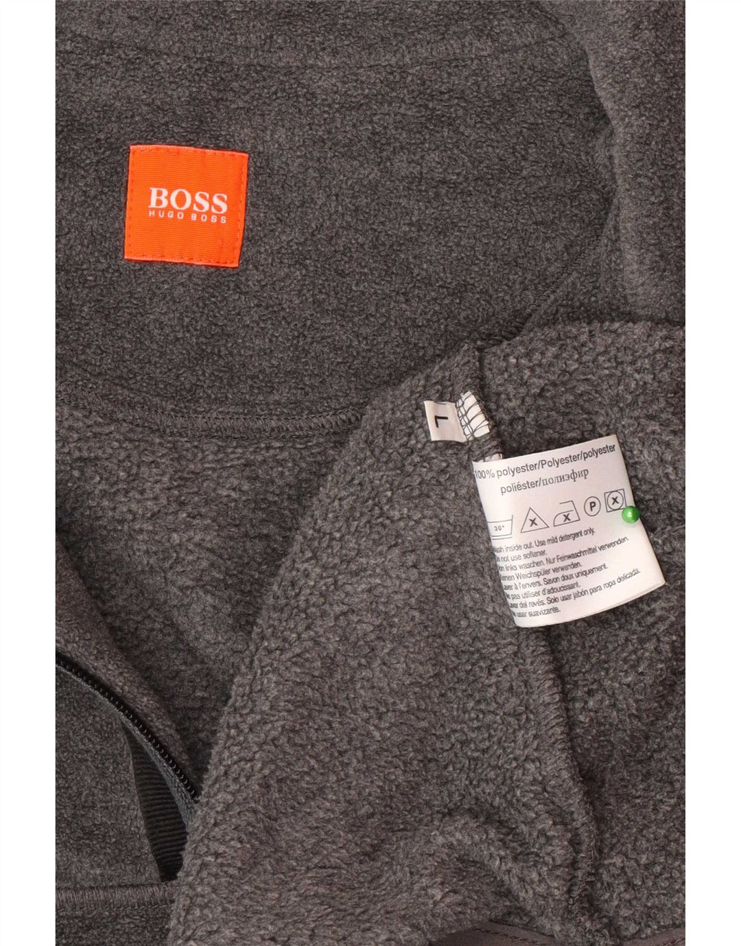Hugo Boss Mens Zip Neck Fleece Jumper Large Grey Polyester