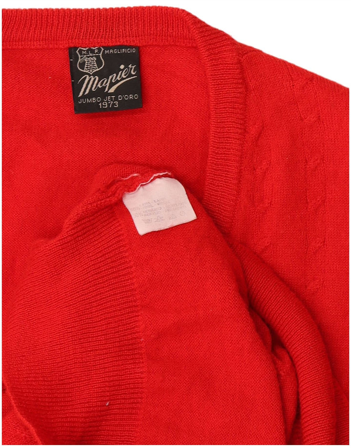 Mapier Womens V-Neck Jumper Sweater UK 14 Medium Red Wool