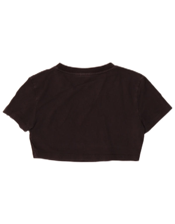 Adidas Womens Crop T-Shirt Top UK 8 Small Black Cotton