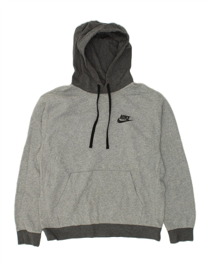 NIKE Mens Graphic Hoodie Jumper Medium Grey Colourblock Cotton | Vintage Nike | Thrift | Second-Hand Nike | Used Clothing | Messina Hembry 