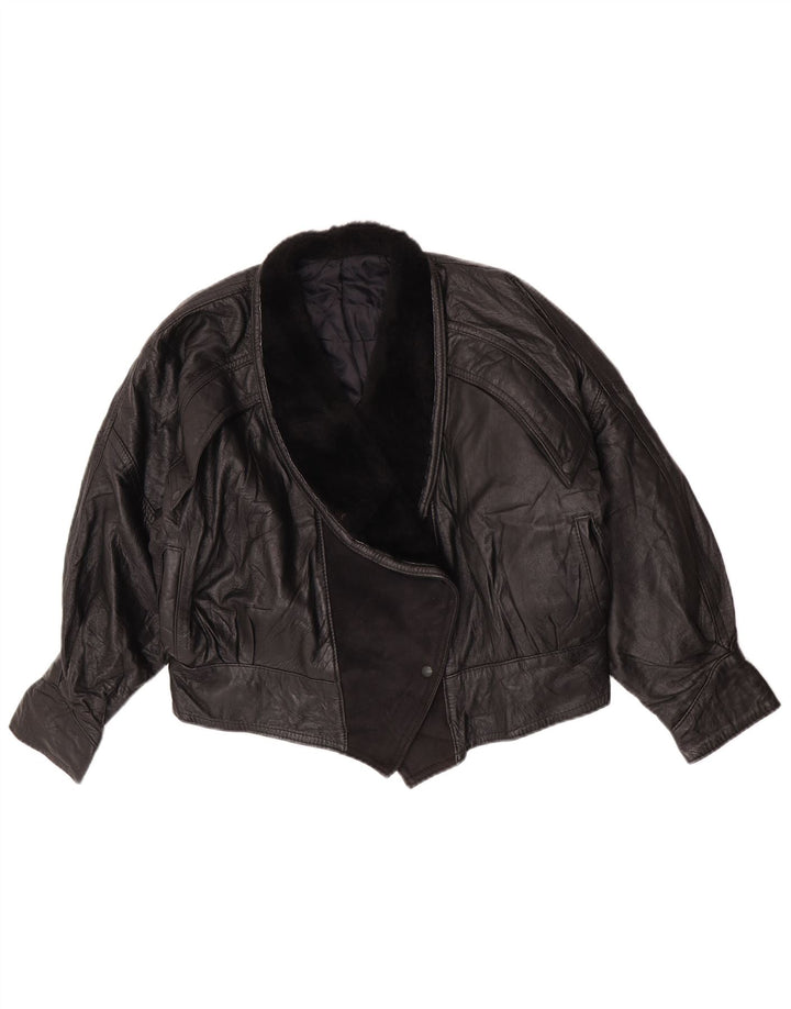 Vintage Womens Leather Jacket UK 14 Large Black