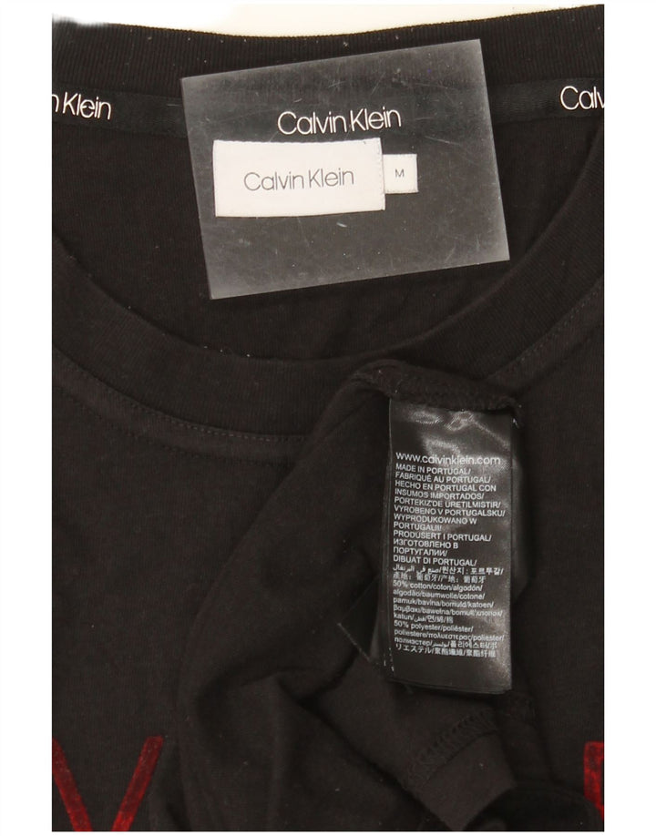 CALVIN KLEIN Mens Graphic T-Shirt Top Medium Black Cotton