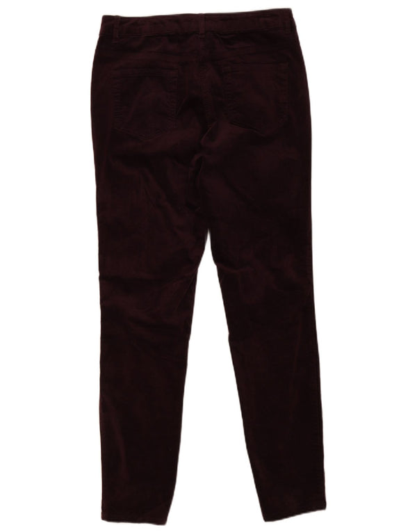 M&Co Womens Skinny Casual Trousers UK 12 Medium W28 L29 Burgundy Cotton