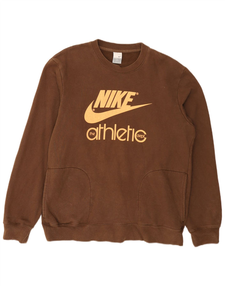 Nike Mens Graphic Sweatshirt Jumper UK 39/41 Medium Brown Cotton