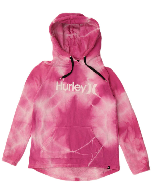 Harley Womens Graphic Hoodie Jumper UK 10 Small Pink Tie Dye Cotton