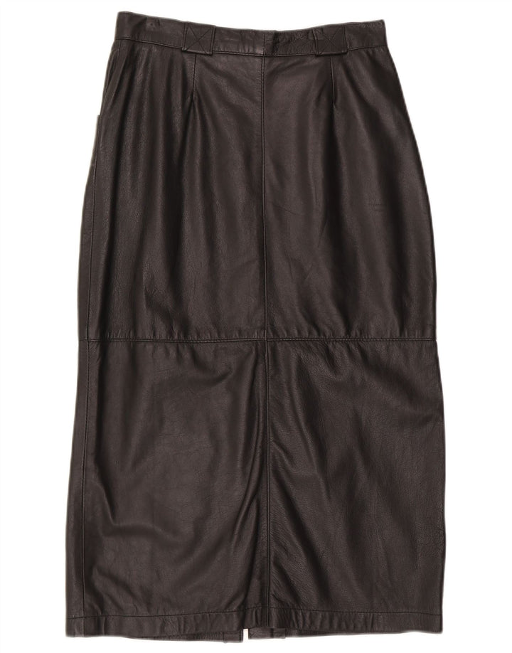 Vintage Womens Leather Skirt W28 Medium Black
