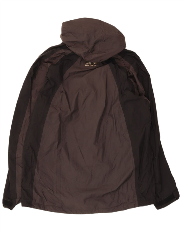 Jack Wolfskin Mens Hooded Rain Jacket UK 36/38 Medium Grey Colourblock
