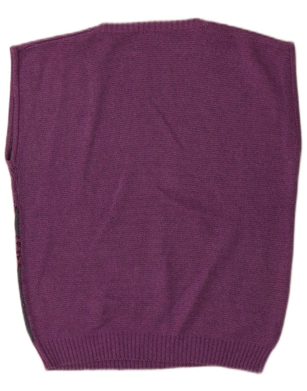 Vintage Womens Vest Tank Top IT 46 Large Purple Animal Print Cotton