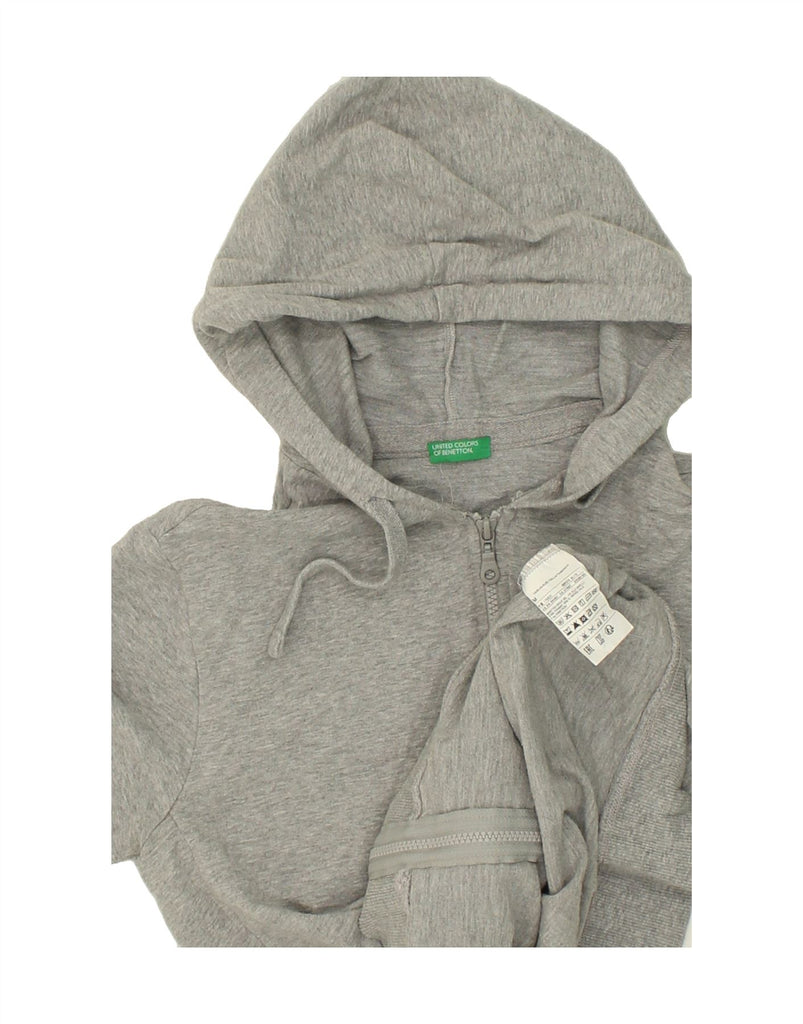 BENETTON Womens Zip Hoodie Sweater UK 14 Medium Grey Cotton Vintage Benetton and Second-Hand Benetton from Messina Hembry 