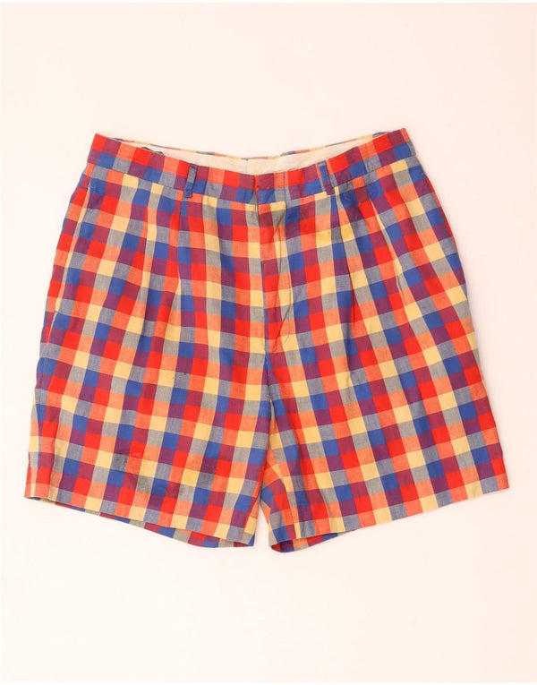 PENINSULA Mens Chino Shorts Medium W30 Multicoloured Gingham Cotton