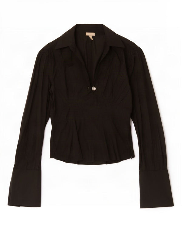Karen Millen Womens Long Sleeve Blouse Top UK 10 Small Black Polyester