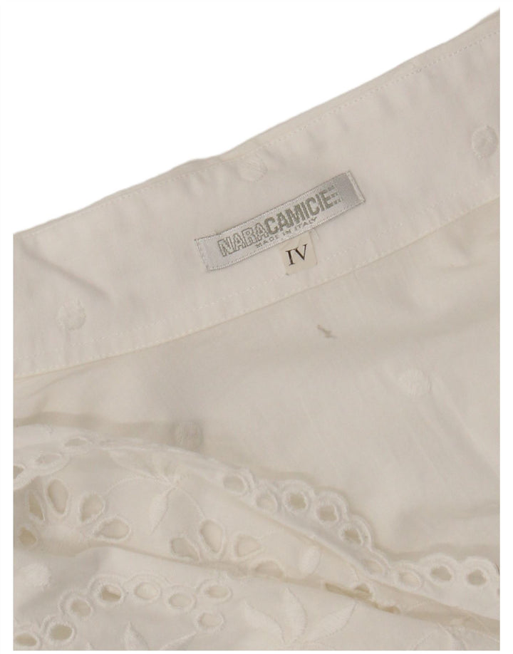 Naracamicie Womens Sleeveless Wrap Shirt Blouse UK 12 Medium White