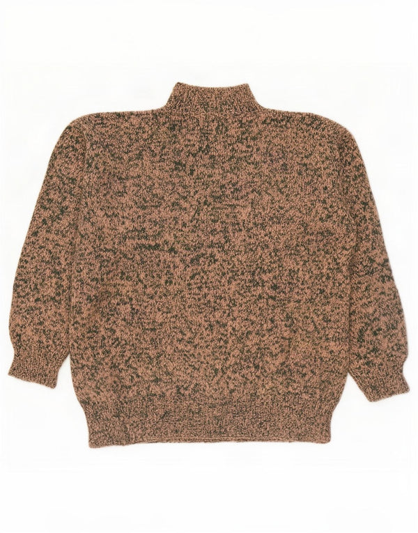 Vintage Womens Turtle Neck Jumper Sweater UK 14 Large Beige Flecked