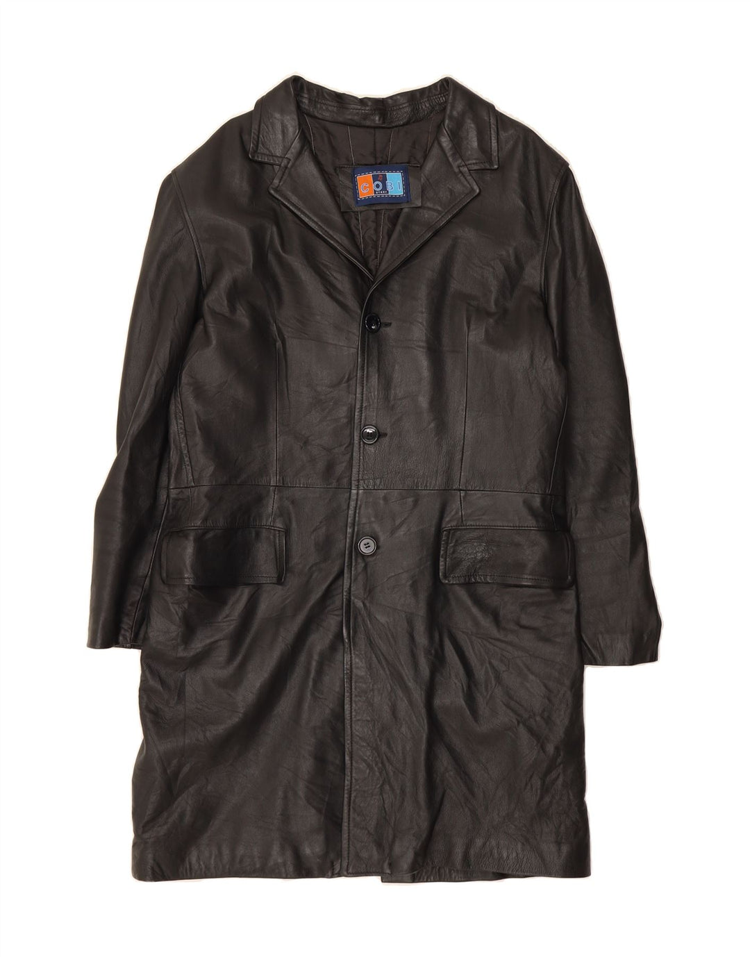 VINTAGE Mens Leather Coat UK 42 XL Black Leather Vintage Vintage and Second-Hand Vintage from Messina Hembry 