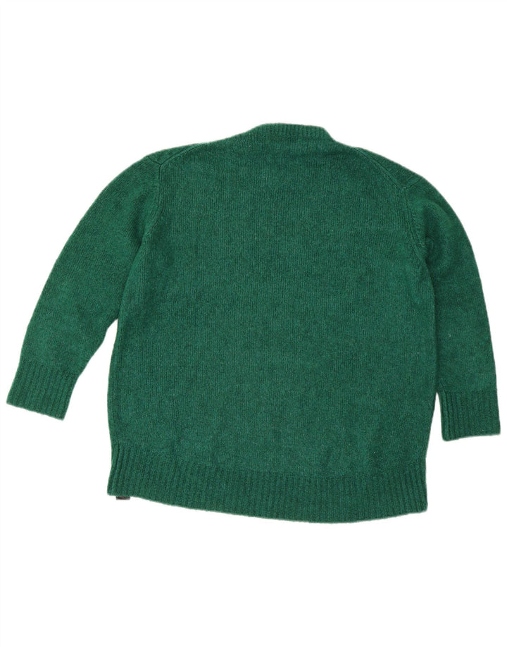 Zara Womens Crew Neck Jumper Sweater UK 14 Medium Green Acrylic