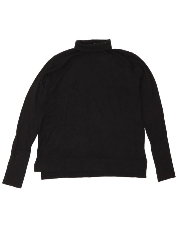 Zara Womens Roll Neck Jumper Sweater UK 14 Medium Black Modal
