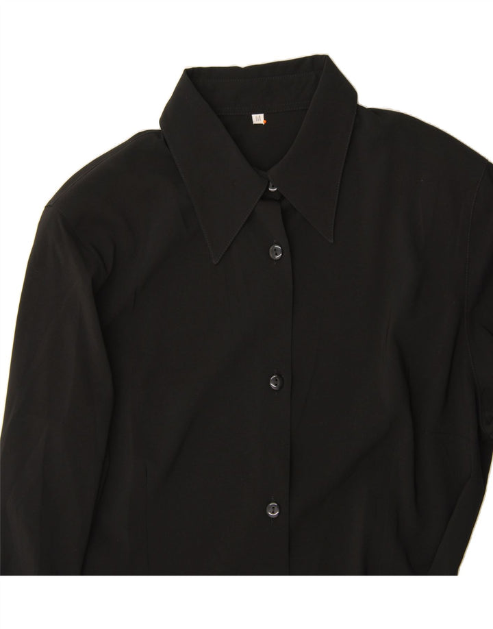 VINTAGE Womens Shirt UK 14 Medium Black Polyester Vintage Vintage and Second-Hand Vintage from Messina Hembry 