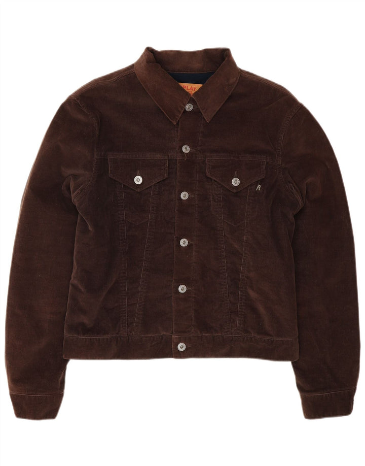 Replay Womens Corduroy Jacket UK 14 Medium Brown Cotton