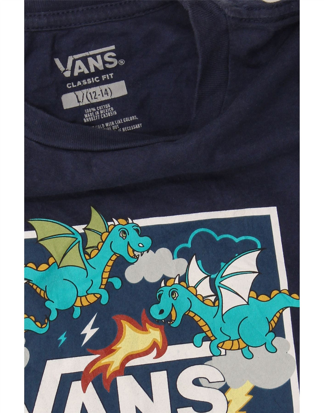 VANS Boys Classic Fit Graphic T-Shirt Top 12-13 Years Large Navy Blue