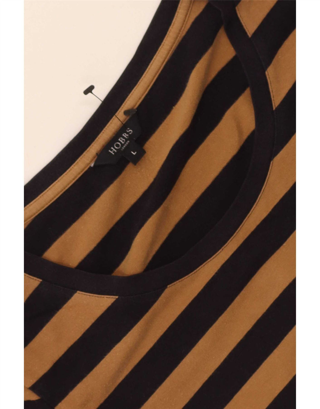 Hobbs Womens Top 3/4 Sleeve UK 14 Large Brown Striped
