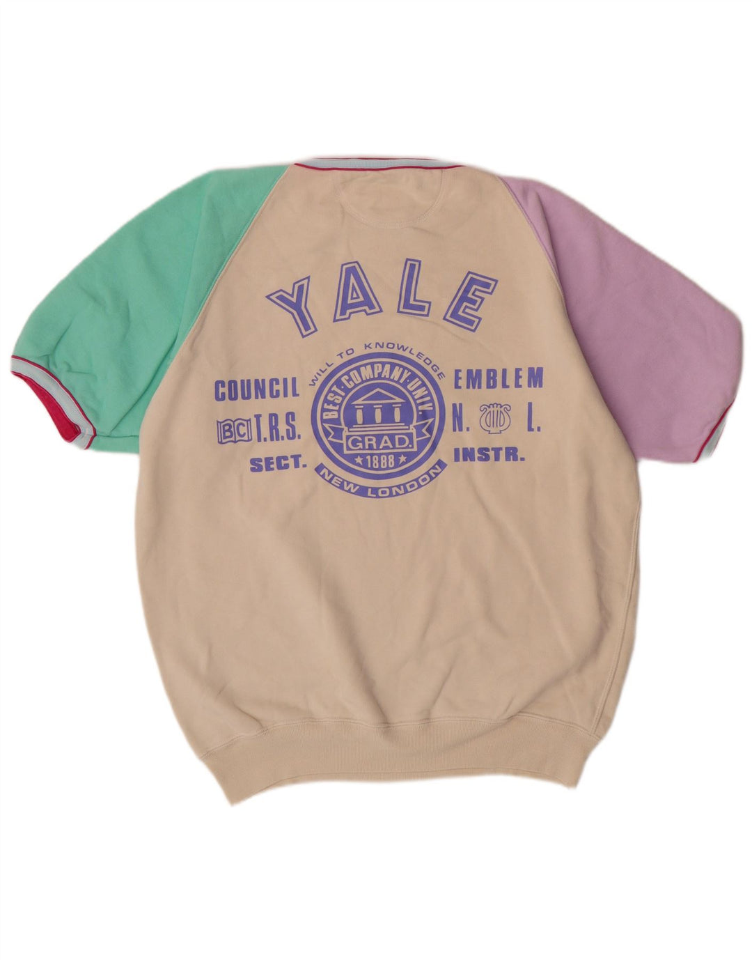 Best Company Mens Graphic Short Sleeve Sweatshirt Jumper Large Beige Cotton