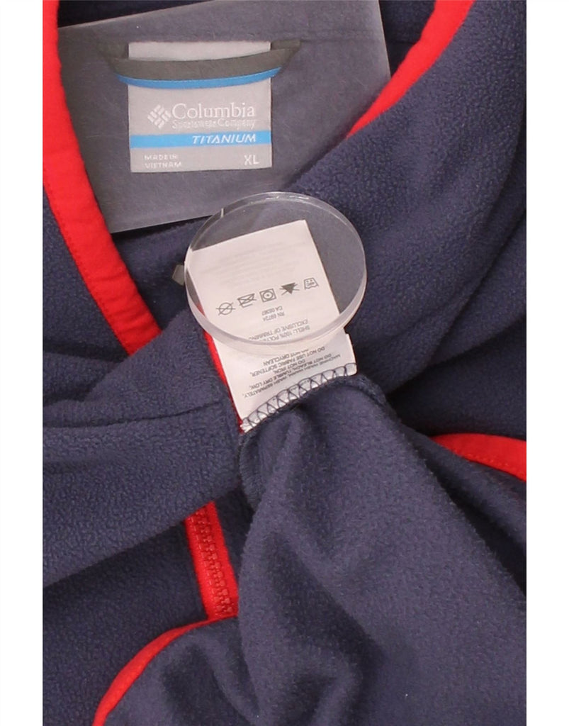 COLUMBIA Mens Titanium Zip Neck Fleece Jumper XL Navy Blue Polyester Vintage Columbia and Second-Hand Columbia from Messina Hembry 