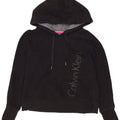 CALVIN KLEIN Womens Performance Crop Hoodie Jumper UK 14 Medium Black