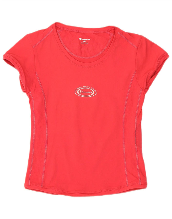 Champion Womens Crop Graphic T-Shirt Top UK 8 Small Pink Polyamide