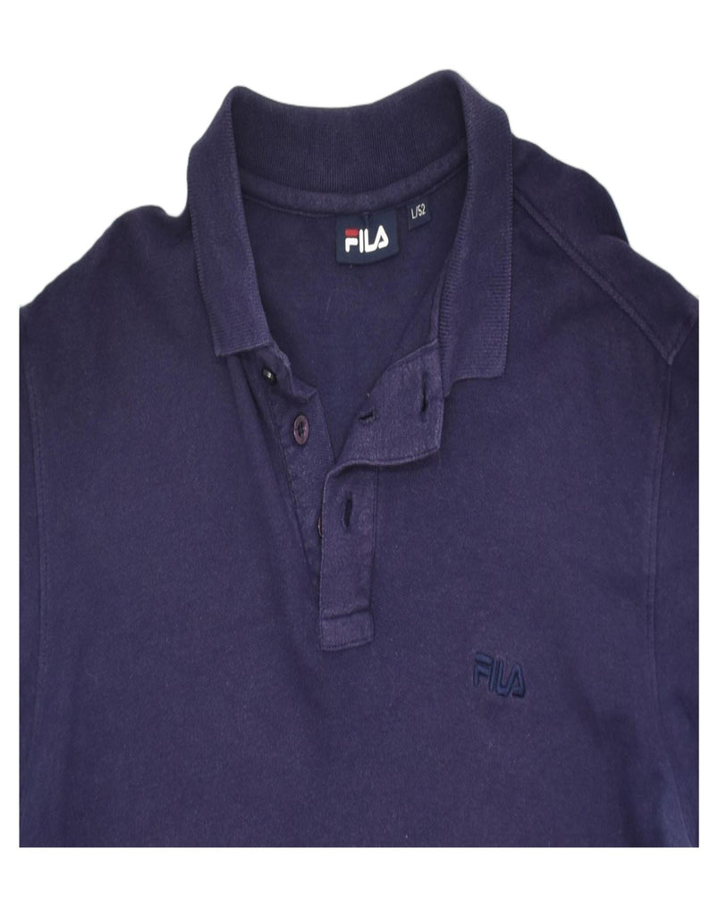 FILA Mens Polo Shirt IT 52 Large Navy Blue Cotton | Vintage | Thrift | Second-Hand | Used Clothing | Messina Hembry 