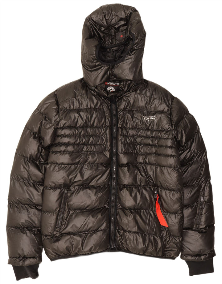 Mens Hooded Padded Jacket UK 50 3XL Black Polyester