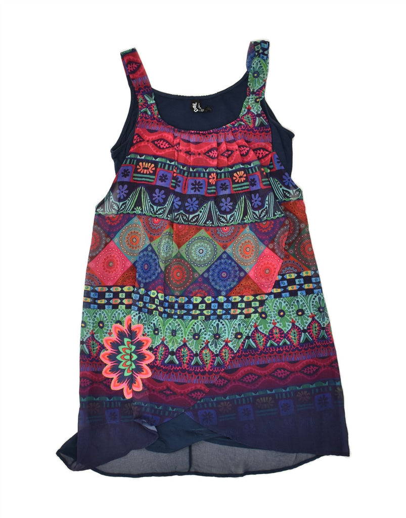 DESIGUAL Womens Sleeveless Sundress EU 38 Medium Navy Blue Patchwork | Vintage Desigual | Thrift | Second-Hand Desigual | Used Clothing | Messina Hembry 