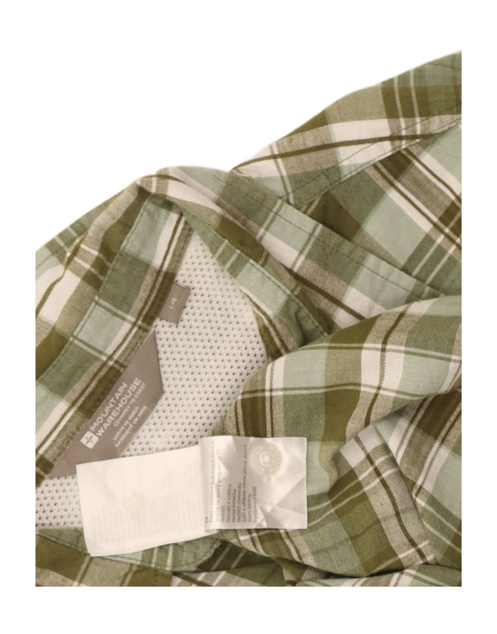 Mountain Warehouse Mens Short Sleeve Shirt Large Green Check Cotton