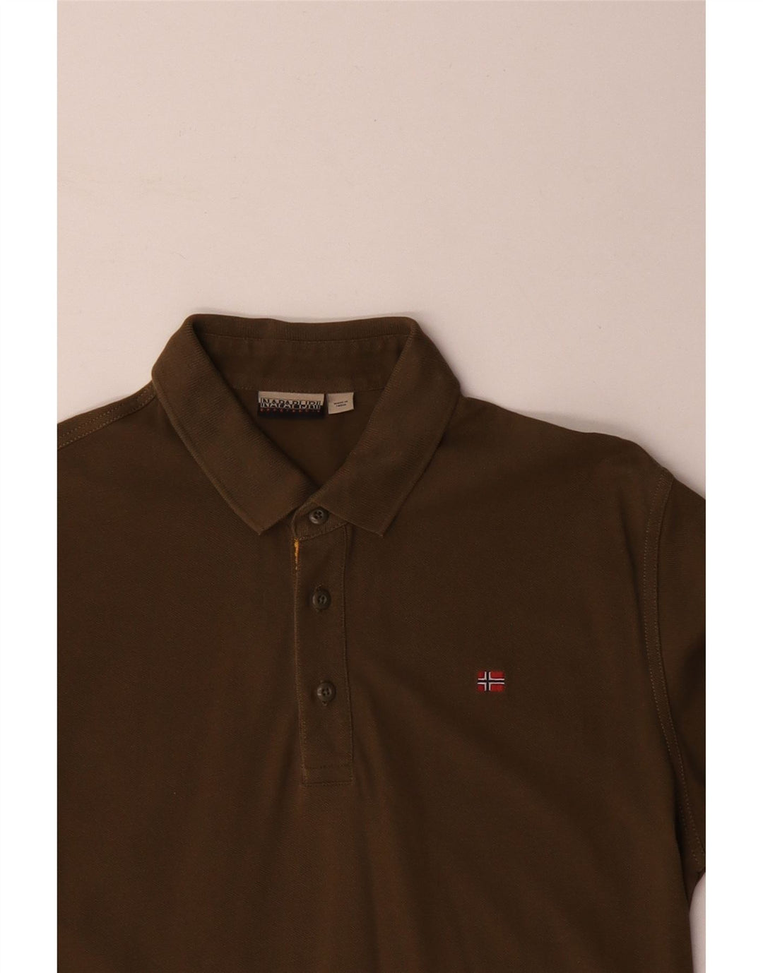 Napapijri Mens Polo Shirt Large Khaki Cotton