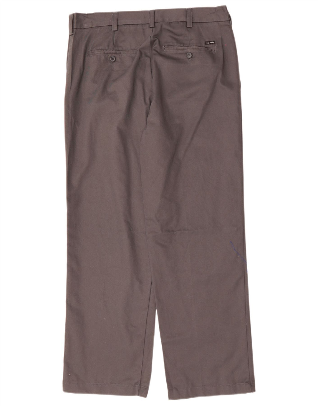 IZOD Mens Straight Chino Trousers W33 L30 Grey Cotton