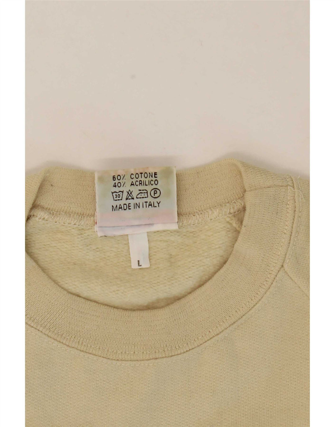 Parmalat Mens Graphic Sweatshirt Jumper Large Beige Cotton