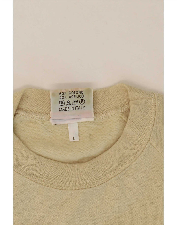Parmalat Mens Graphic Sweatshirt Jumper Large Beige Cotton