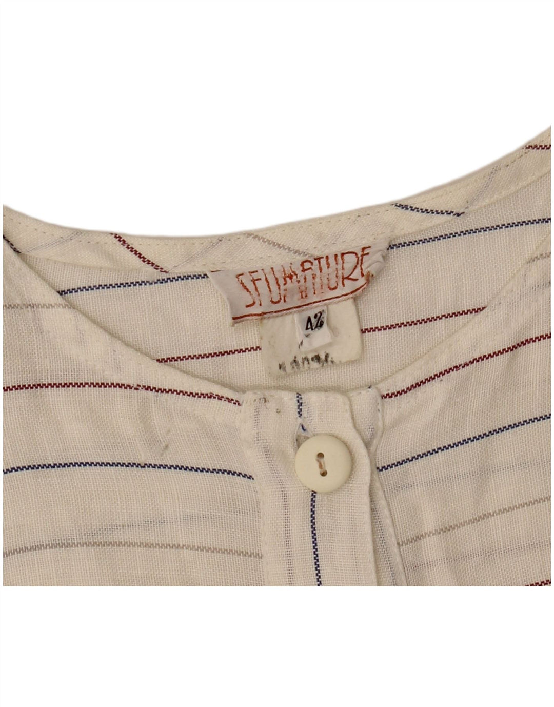 Vintage Womens Sleeveless Shift Dress IT 42 Medium Off White Striped