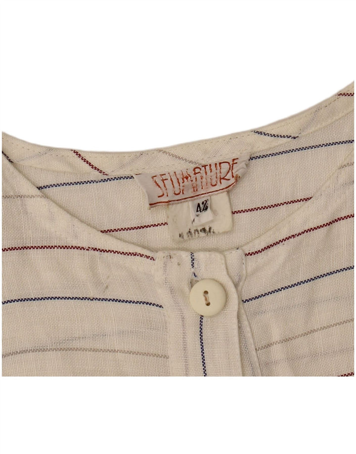 Vintage Womens Sleeveless Shift Dress IT 42 Medium Off White Striped