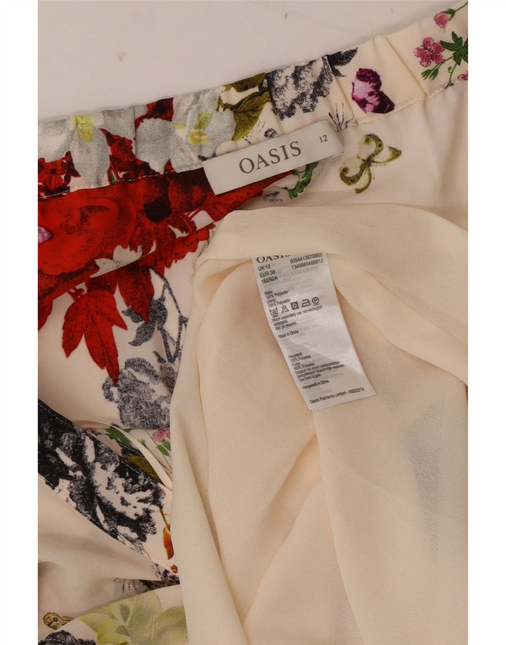 Oasis Womens Halter Dress UK 12 Medium Off White Floral Polyester