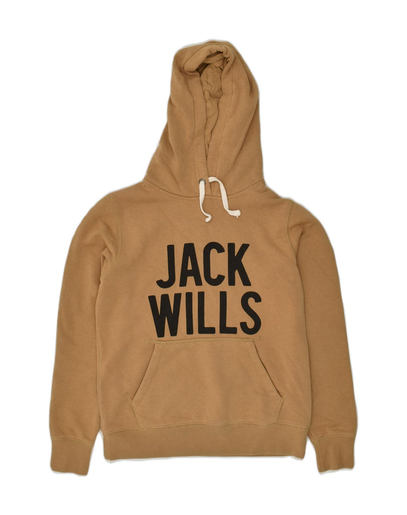 JACK WILLS Womens Graphic Hoodie Jumper UK 8 Small  Brown Cotton | Vintage Jack Wills | Thrift | Second-Hand Jack Wills | Used Clothing | Messina Hembry 