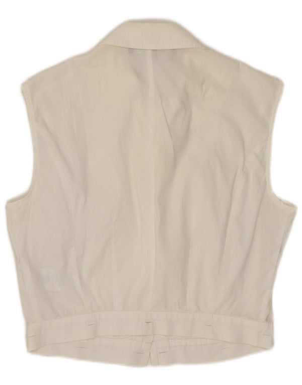 ELISABETTA FRANCHI Womens Sleeveless Shirt Blouse IT 42 Medium White