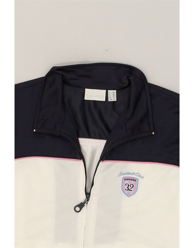 DIADORA Womens Tracksuit Top Jacket UK 10 Small White Colourblock | Vintage Diadora | Thrift | Second-Hand Diadora | Used Clothing | Messina Hembry 