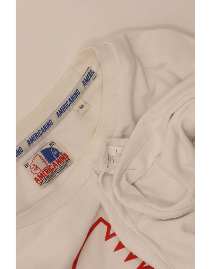 Americanino Womens Graphic Sweatshirt Jumper UK 12 Medium White Cotton