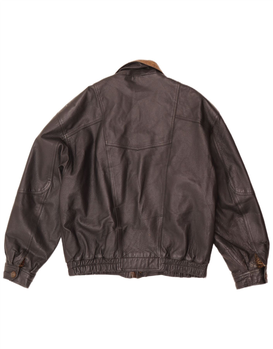 C&A Mens Bomber Leather Jacket EU 48 Medium Black